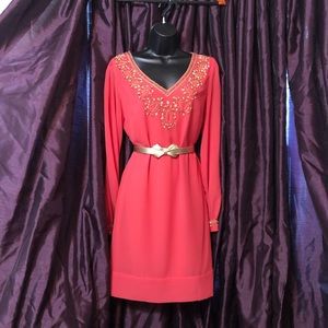 Gianni bini womens coral dress with fossil belt